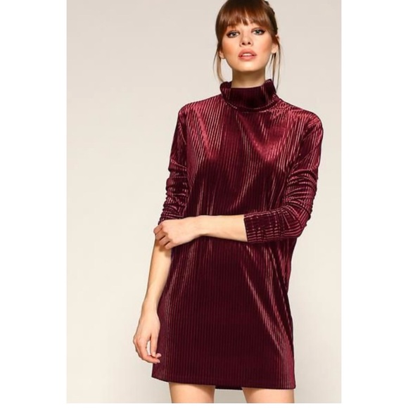 Blooms in the City Dresses Ribbed Velvet Turtleneck Dress Medium